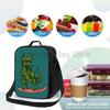 Funny Dinosaur Skateboard Thermal Lunch Bags for Girls Boys Insulated Lunch Box Durable Cooler Tote Bag with Adjustable Strap