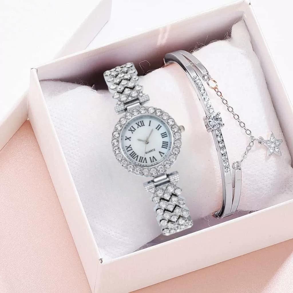Mom Mother's Day gift light luxury diamond-encrusted watch bracelet set gift box 2026 new fashion luxury women's watch