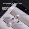 Screw Buckle Natural Freshwater Pearl Stud Earrings S999 Foot Silver Anti-drop Anti-loss Earbone Nails To Raise The Sense of Advanced Ear Holes