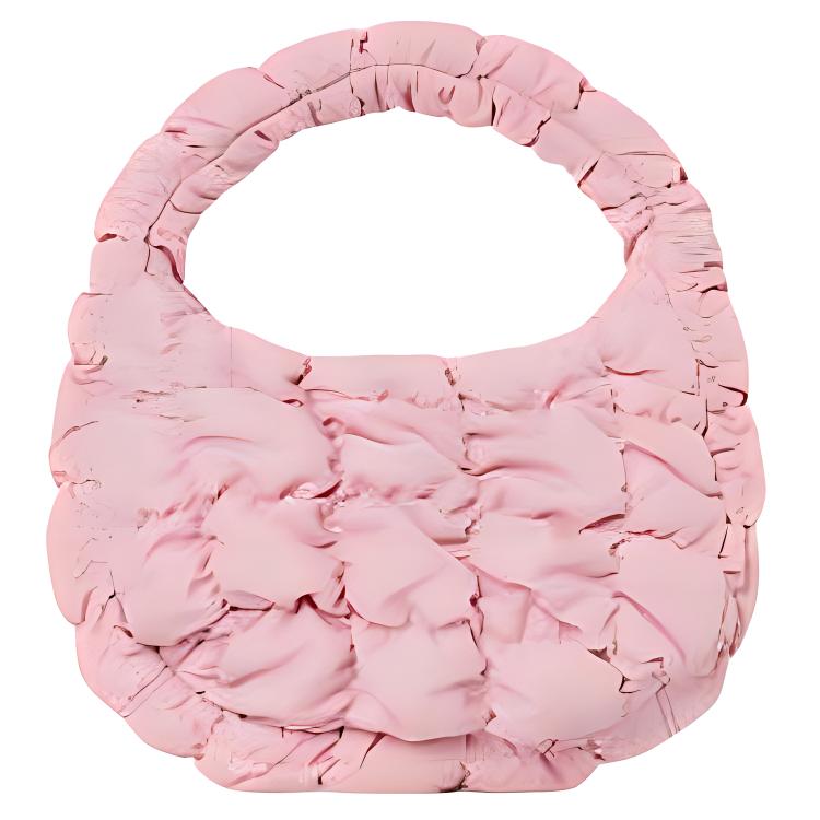 COS Quilted Texture Zipper Closure Polyester Cloud Bag Handbag Small Women handbags Pink 1171064045 Pink