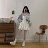 Korean Style 3D Embroidered Camisole Dress & Striped Long-Sleeve Shirt Set