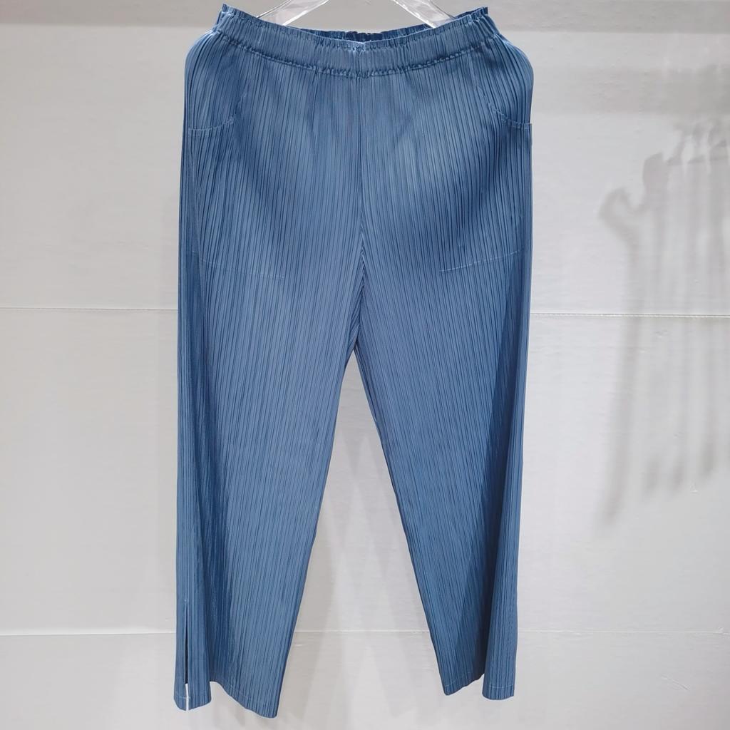 Woman Loose Pleated Pants Solid Slim High Elastic Loose Wide Straight Simple Casual Style Summer Cropped Trousers