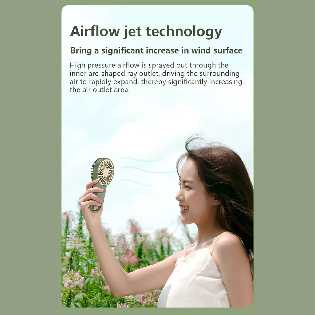 Portable Handheld Fan With Hanging Hook – USB Rechargeable Personal Fan For Outdoor Travel & Desk Use