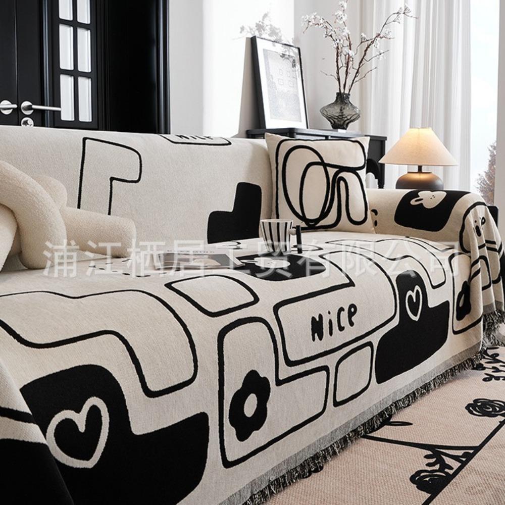 Cartoon sofa towel Chenier black and white simple modern all-inclusive cover anti-cat scratch all-season universal seat cushion blanket cover