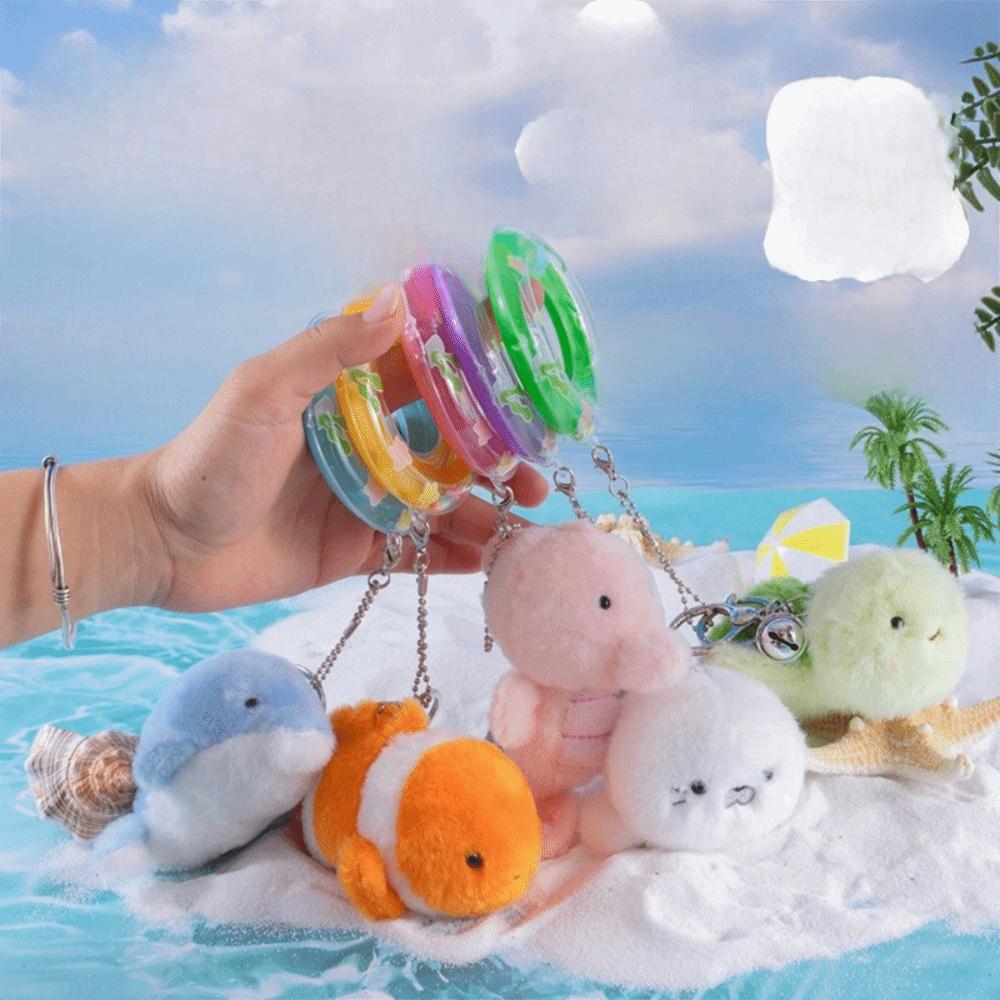 Kawaii Fluffy Sea Turtle Keyring Seahorse Dolphin Plush Doll  Home Decor