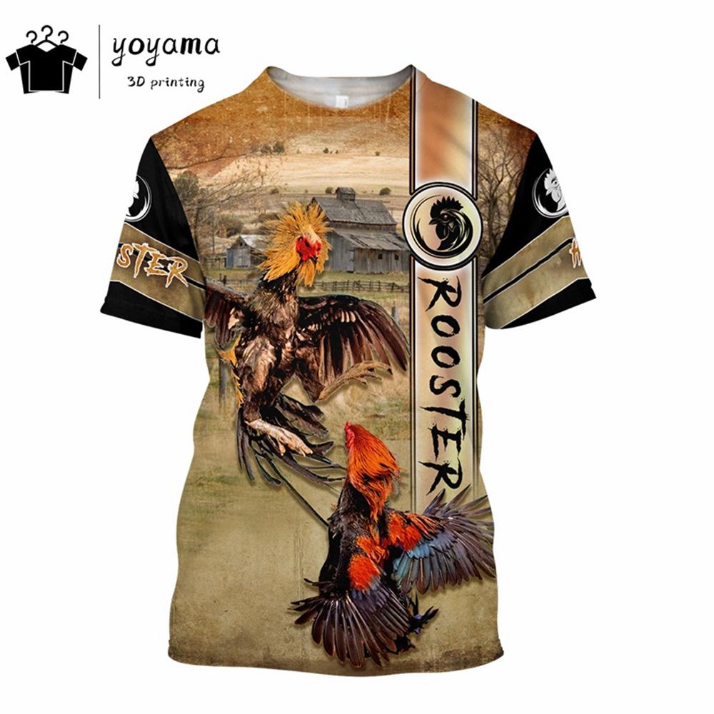 Rooster Pattern Print Tee Shirt Men Streetwear Short Sleeve Tee Men Rooster Print Clothes 3D Print Men's Summer Clothes T-shirt