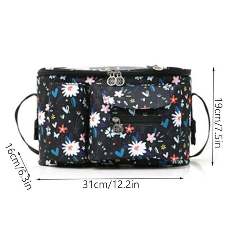 Stroller Organizer Large Capacity Baby Pram Buggy Storage Bag Multi Compartment Pushchair Organizer Shoulder Bag With