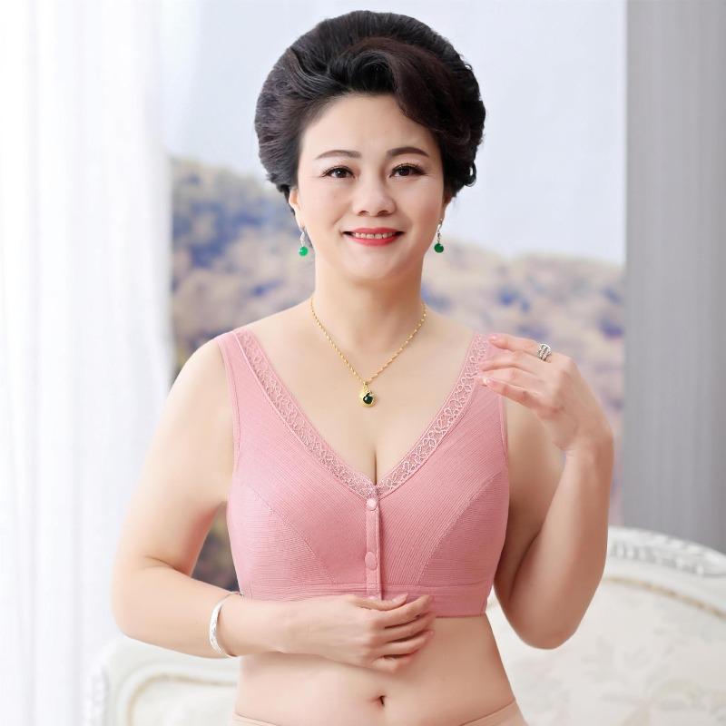 Mom Underwear Threaded Bra Medium and Old Vest Bra Front Buckle No Steel Rim Soft Cotton Bra