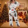 Women's Two-Piece Outfit Set with Christmas Print Short Sleeve Top and Pants