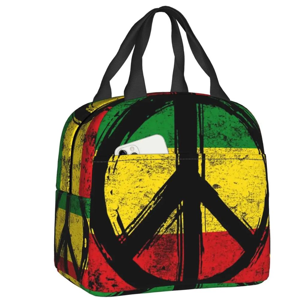 Reggae Music Lion Jamaican Flag Rasta Rastafari Thermal Insulated Lunch Bag Women Resuable Lunch Tote Travel Storage Food Box