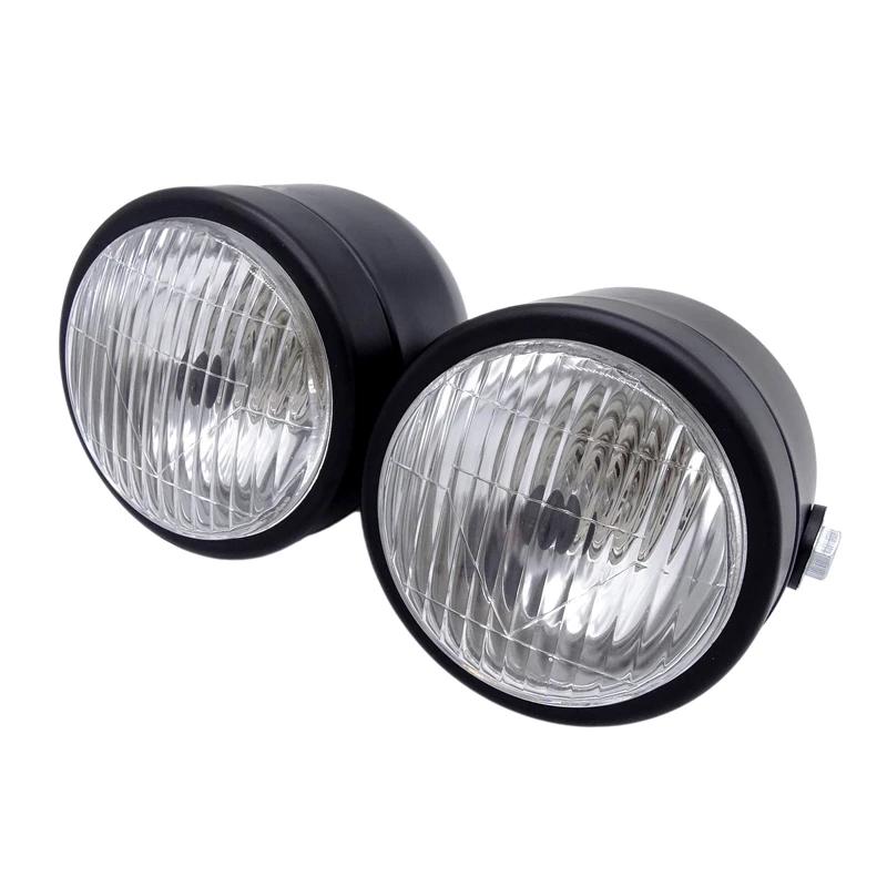 Universal Motorcycle Front Headlight Lamp Dual Headlight Lamp Accessories for Harley Softail Honda Yamaha Cafe Racer