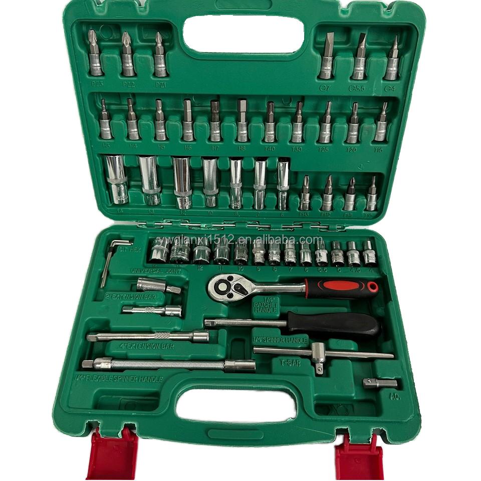 53-Piece Dual-Purpose Auto Repair CR-V Tool Box Set Carbon Steel Socket Wrench Quick Ratchet CR-Mo Handles Customizable OEM for