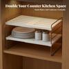 Expandable Cabinet Shelf Space-Saving Counter with Guardrails Heavy-Duty