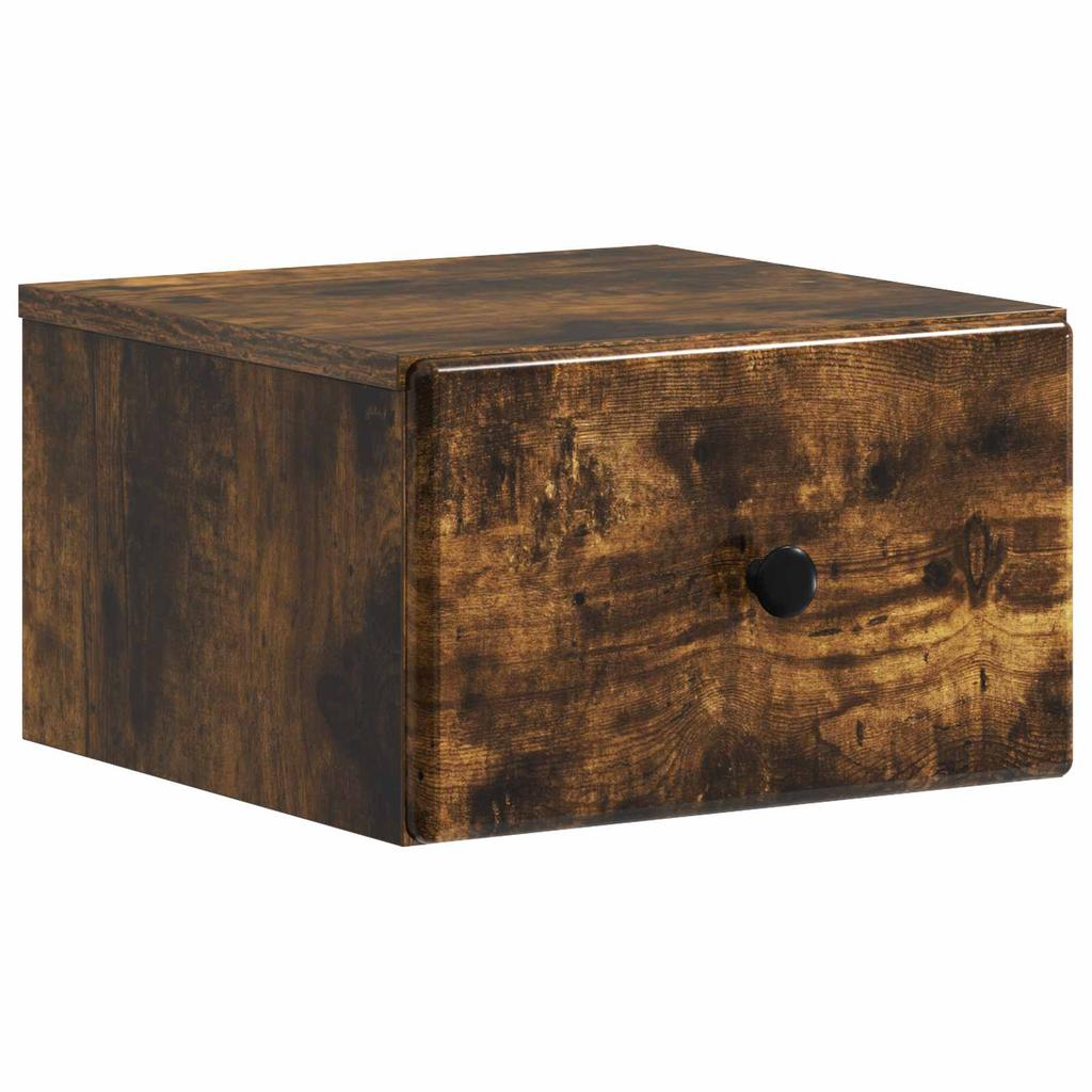 Wall Mounted Nightstand Smoked Oak 34.5 x 33 x 20 cm