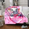 Elephant With Bow Home Customize Your Name Blankets Soft Lightweight Multipurpose Blanket For Picnics Sofas Offices Beds Living Rooms Perfect Gift For