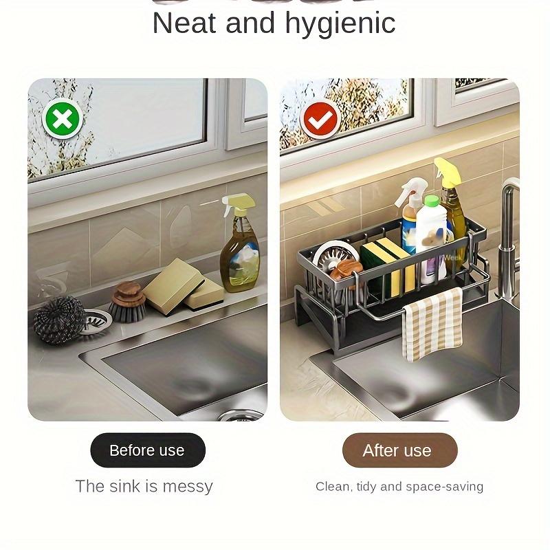 1pc Kitchen Sink Storage Rack, Toilet Storage Rack, Kitchen Faucet Sponge Holder, Storage Sink Organizer, Drain Rack For Bathroom And Kitchen Supplies