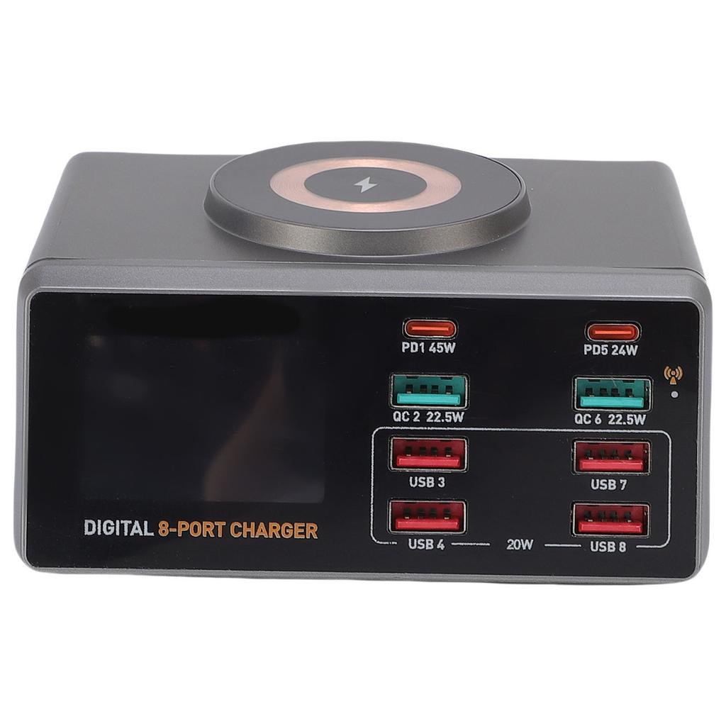 USB Charging Station with 15W Wireless Charger 100W Smart APP Control 8 Port USB Charging Hub for Phone Tablet Laptop