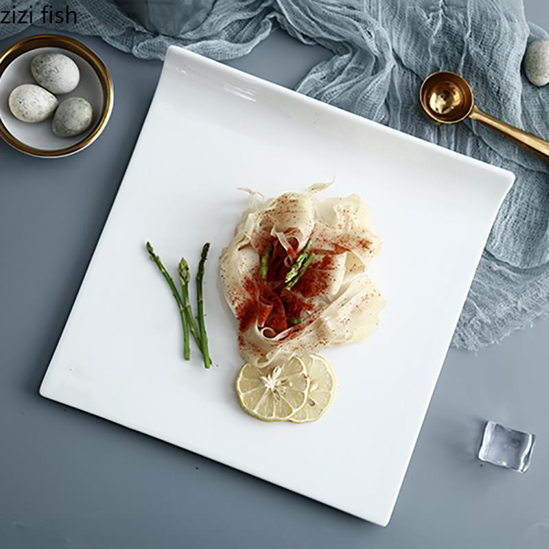 Simple Square Ceramic Pasta Steak Plate Sashimi Sushi Plates Home Kitchen Solid Color Tableware Cooking Dish Snack Desserts Dish