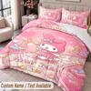 Custom Name Text 3Pcs Bedding Set My Melody Duvet Cover And Two Pillowcases