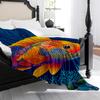 1pc Tropical Fish Coral Reef Print Flannel Blanket - High Weight Soft Warm All-Season Throw with Vibrant Underwater Design, Mach