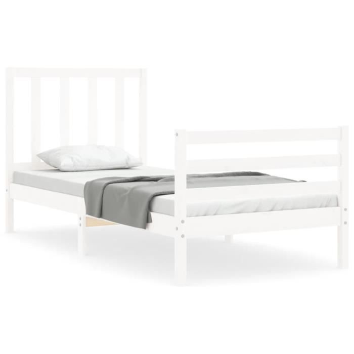 VidaXL Bed Frames and Headboard White 100x200 Cm Solid Wood 3193847
