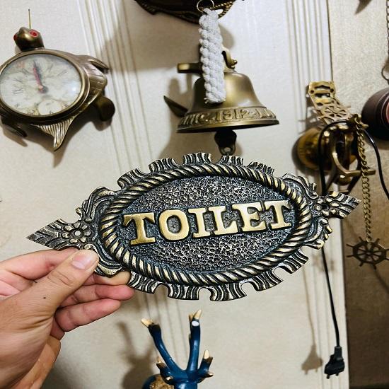 Hand-Painted Toilet Sigh Cast Metal Industrial Decor