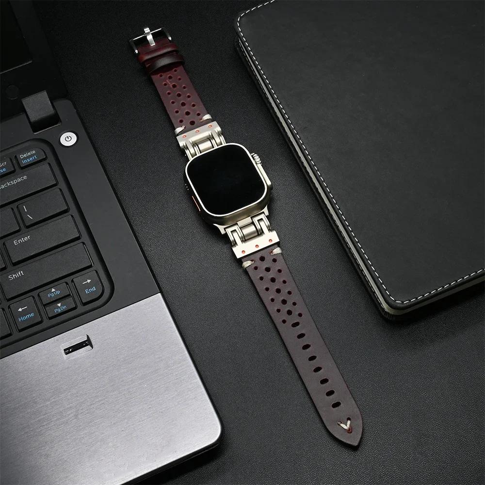 Luxury Metal Leather Strap for Apple Watch Ultra 3 2 49mm Band for iWatch Series 11 10 9 8 7 6 se Bracelet Correa 45mm 44mm 46mm