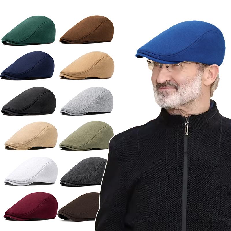 1 Unidad Boina de Hombre Estilo Británico Golf Cabbie Plana Poliéster Moda Sombrero Ivy Gorra Gatsby Newsboy