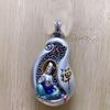 Copper Hollow Carved Guanyin Pendant Necklace Men Women Vintage Style Religious Charm With Chain