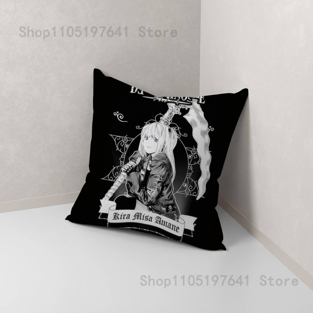 Misa D-Death N-Note Pillow Case For Sofa Decor Car Office Room Printing Cushion Cover Decorations and Protector