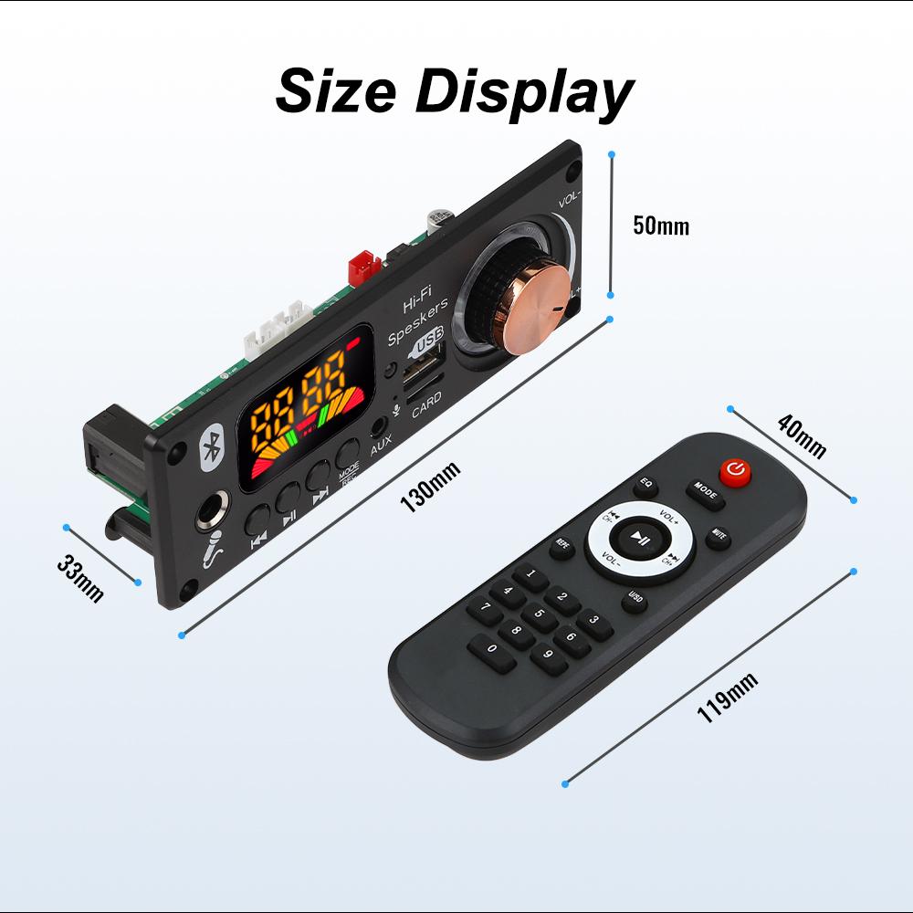 8V-24V Bluetooth V5.0 Mp3 Decoder Board TF FM Radio Module Wireless Audio Receiver with Microphone For Handsfree Call Recording