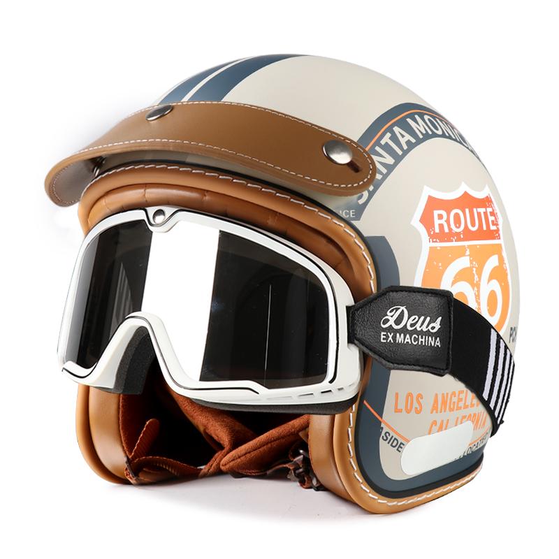Retro helmet, four season cruising motorcycle, half helmet, men's and women's bubble mirror, electric bike safety helmet