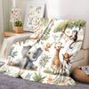 1 Super Cute Cartoon Animal Flannel Blanket - Soft, warm, and cozy parabolic design with a lively jungle pattern, perfect for