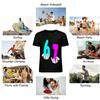 Trendy Contrast Color Number 67 Print Casual Loose Short Sleeve T-Shirt Pure cotton T-shirt