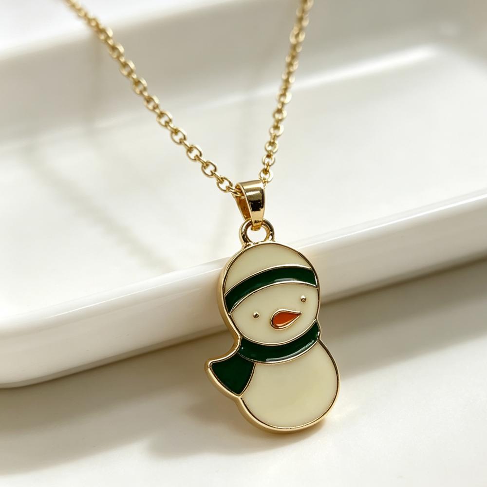 Charming Gold Color Christmas Penguin Pendant Necklace for Women Daily Wear and Christmas Holiday