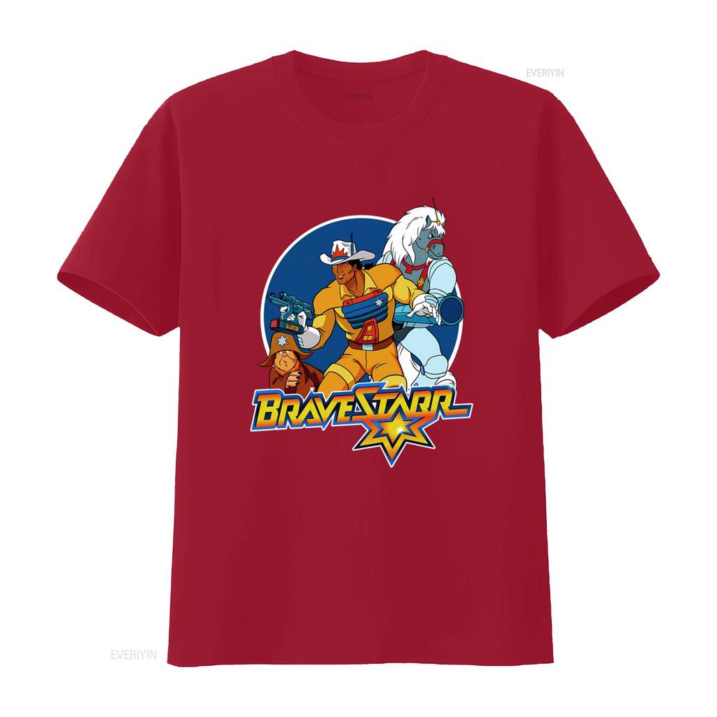 Vintage BraveStarr Cartoon Print Mens T Shirt S 5XL Long or s Retro Western Sci Fi Design vintage Washed Slightly graphic