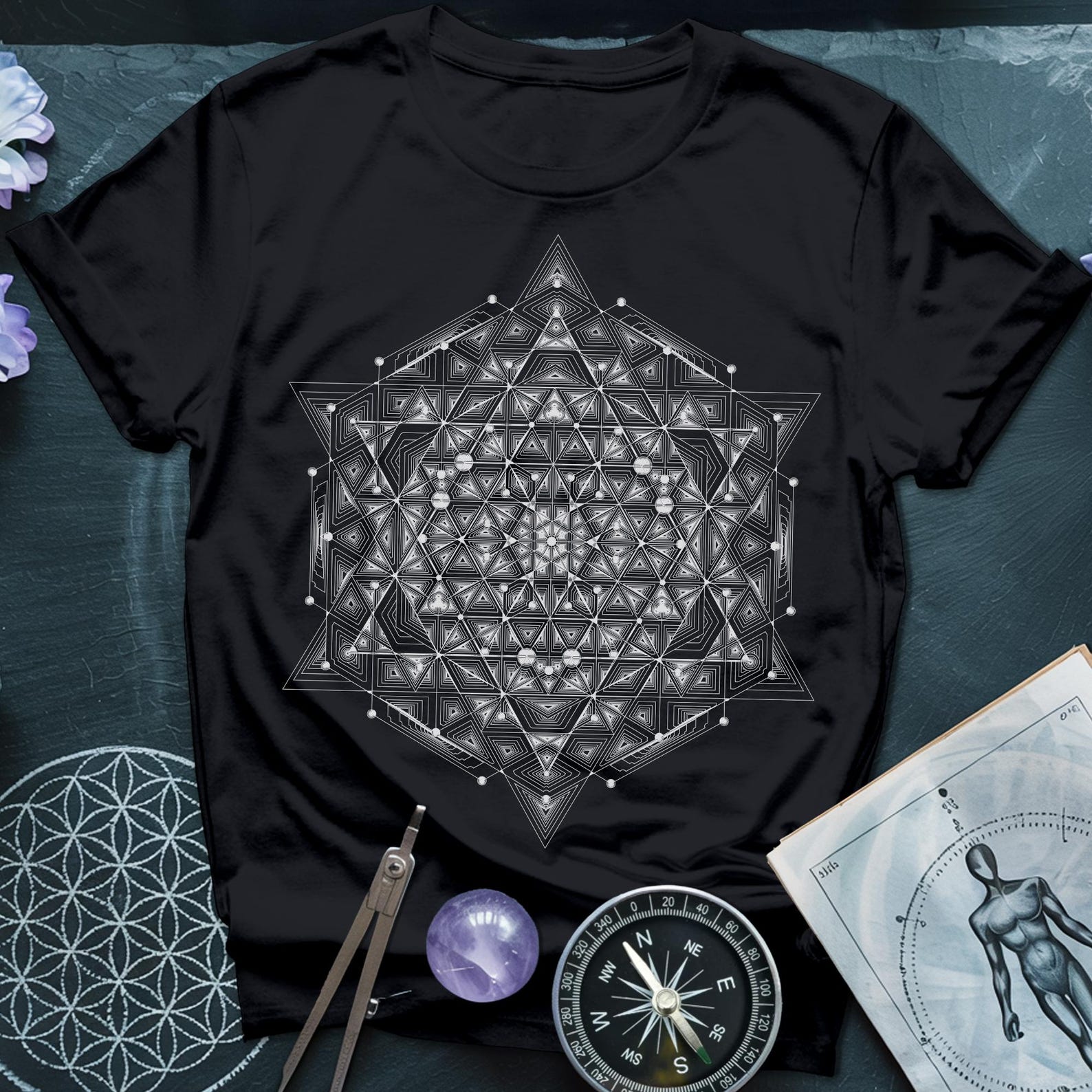 Sacred Geometry T-Shirt | Spiritual Energy Grid Design S