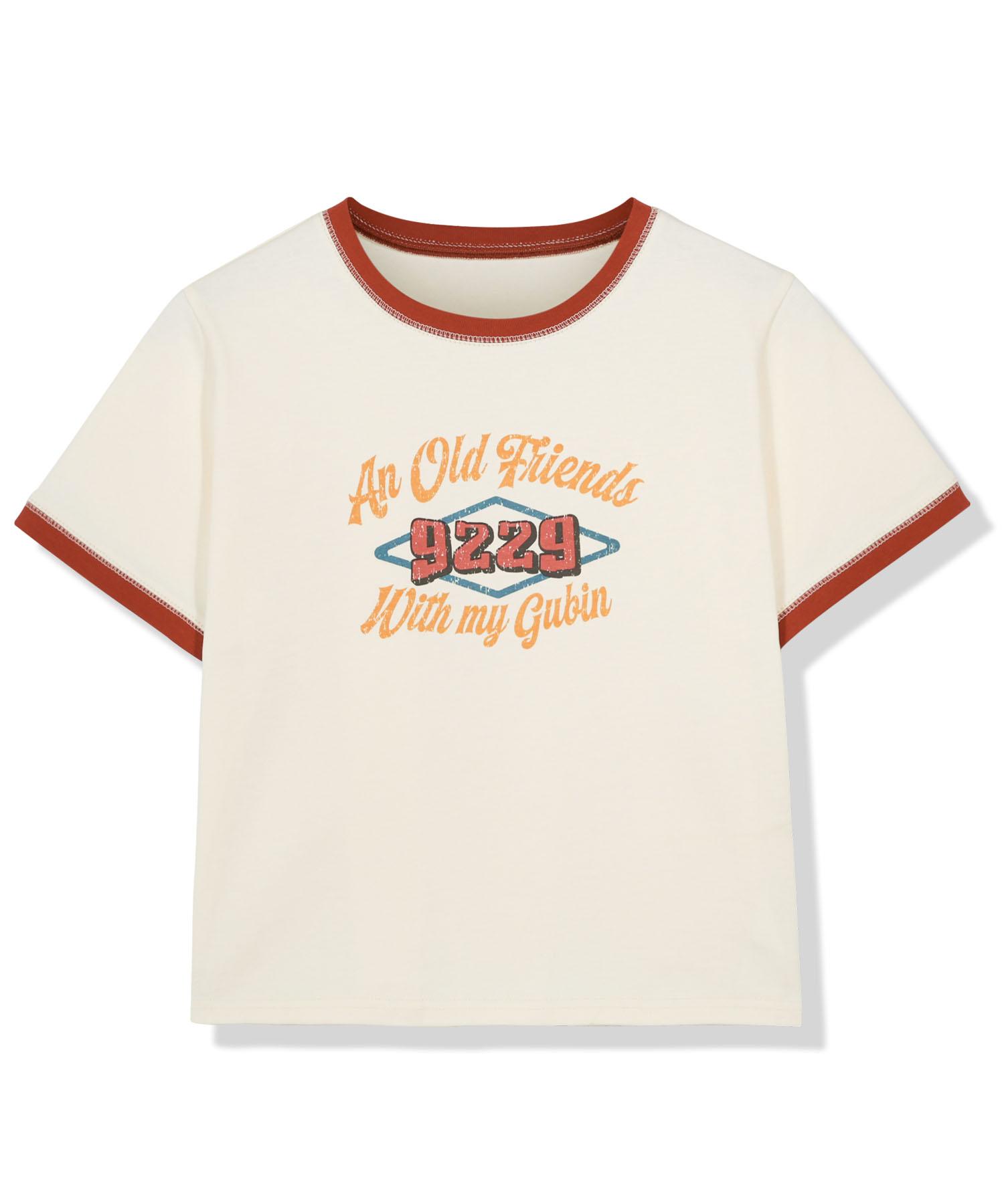 Goobin [Season Off] (W)9229 Overprint Ringer Tee Ivory/L