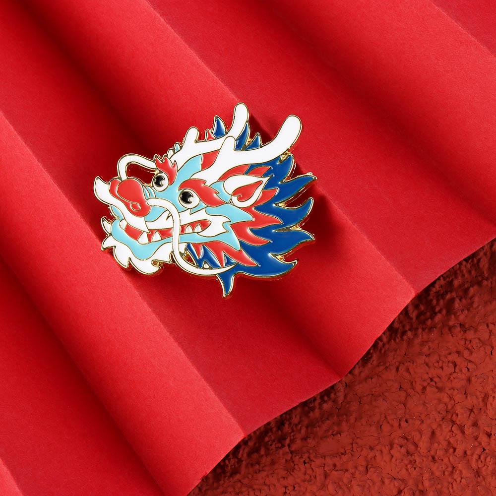 Dragon Head Dragon Year Brooch Dragon Year Cartoon Pin Brooch Dragon Head Brooch  Kids Gift