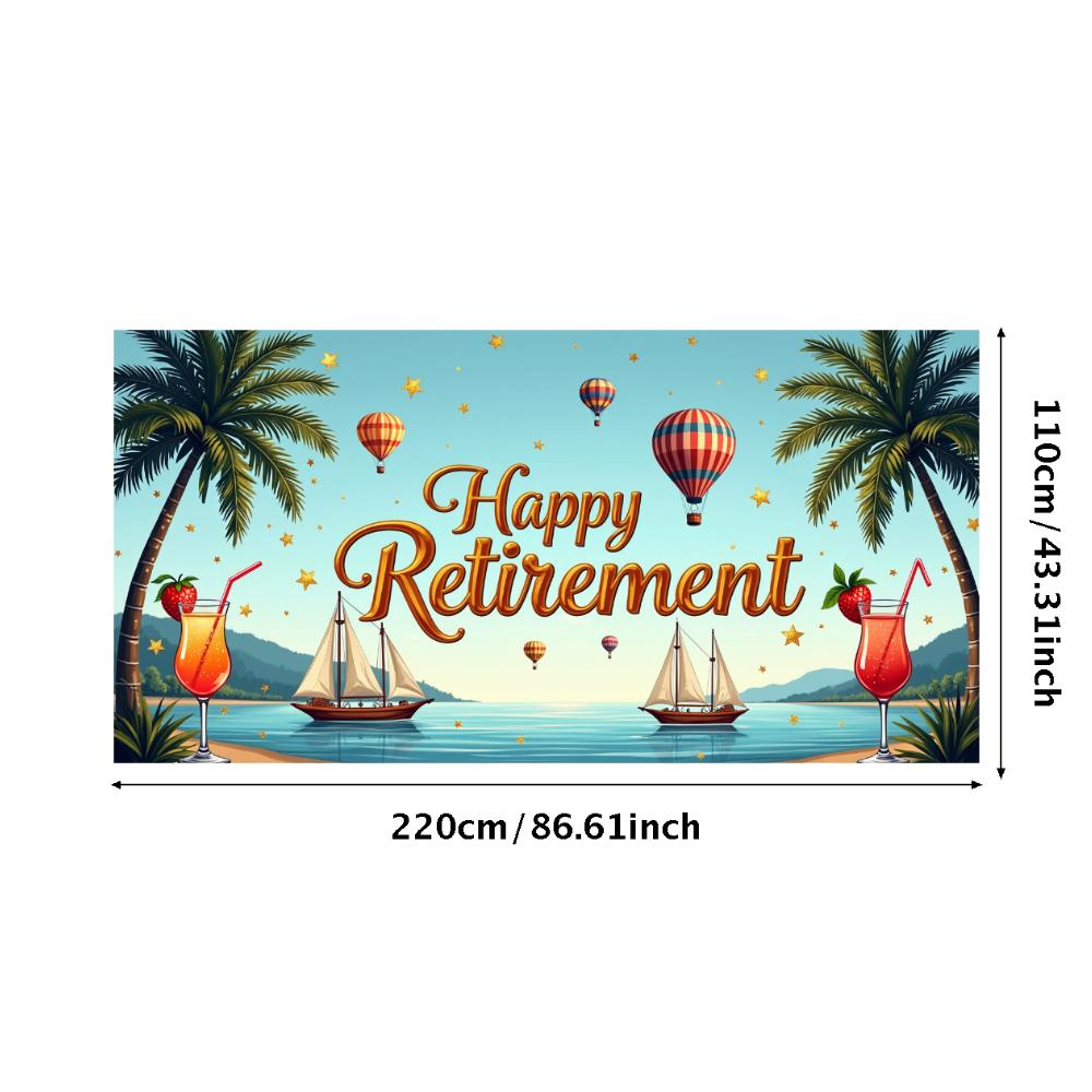 Happy Retirement Banner Balloons Retirement Theme Party Celebration Decoration Backdrop Photography Background Prop Wall Poster