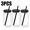 1/1/1PC 16OZ Double Wall Snowglobe Tumbler with Pre-Drilled Hole  Reusable Drinks Cups With Straw Break-Resistant Mason Jar Cups