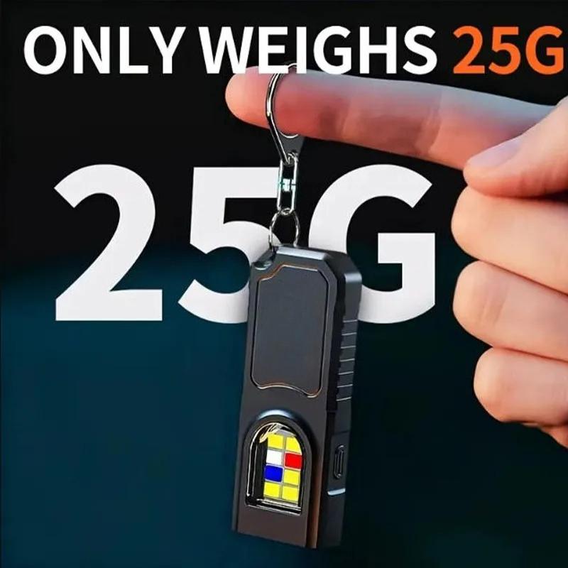 Multifunktionale LED-Taschenlampe Schlüsselanhänger Wiederaufladbare Mini-Taschenlampe mit COB-Arbeitslicht Schlüsselanhänger-Taschenlampe Camping Wandern Taschenlampe