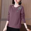 Autumn/Winter New Round Collar Sweater Women's Middle Age Loose Large Pullover Top Mom Long Sleeve Bottoming Coat