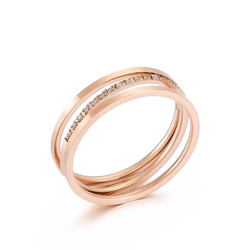 

Korean Style Three-Layer CNC Titanium Steel Rose Gold Ring Size 8