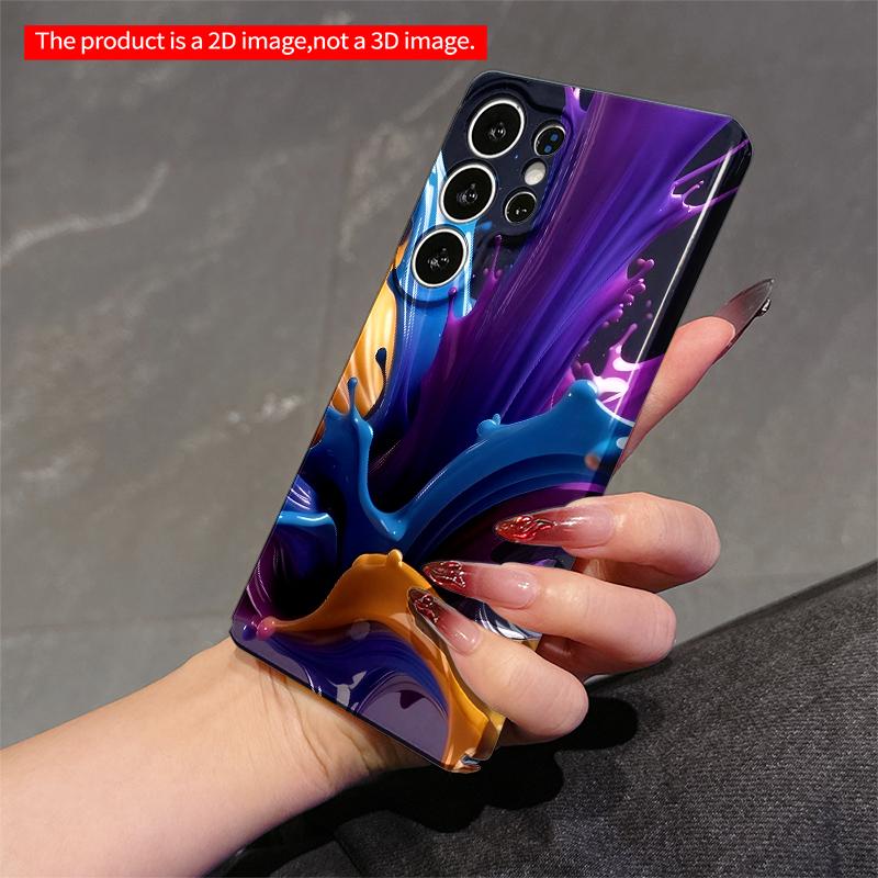 2DFlat Samsung Phone Case Vibrant Color Splash Phone Case Applicable To Galaxy S23 S24 S25ULTRA S26 A12 A14 A15 A16 A54 A55