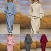 DM025 European and American Cross-border 2025 Spring and Autumn Leisure New Knitted Loose High-necked Wide-leg Pants Set