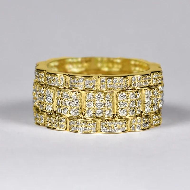 Opulent Rings with Sparkling Cubic Zirconia Noble Gold Color Finger Accessories for Women Bright Jewelry for Engagement