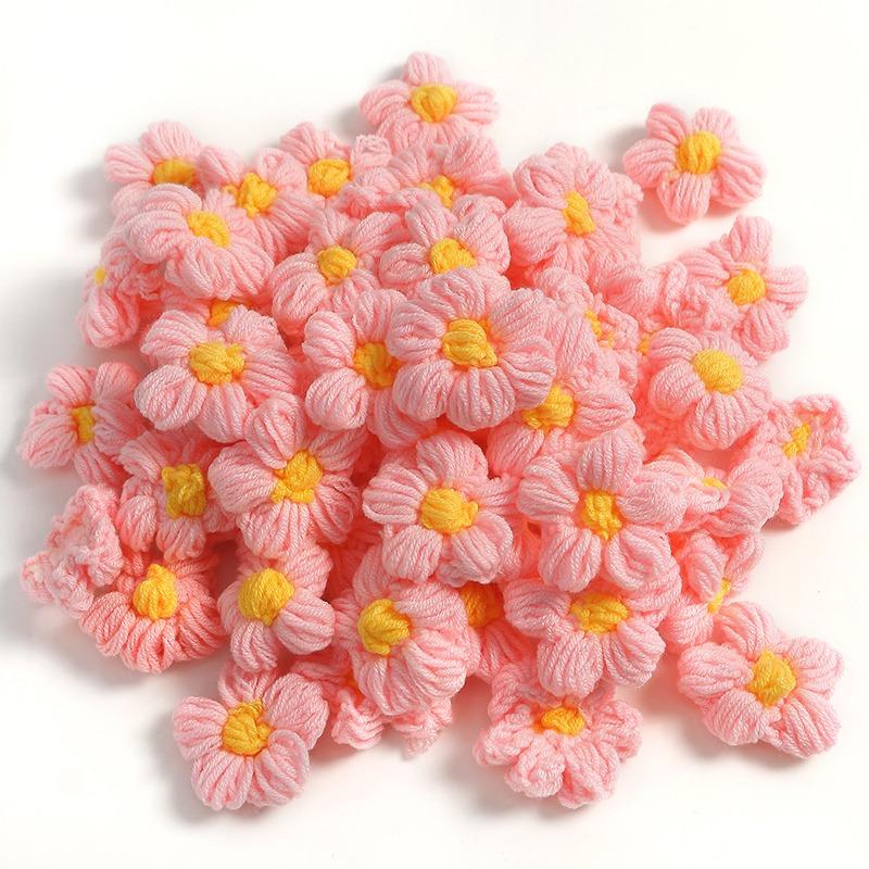 10pcs Hand-knitted Flower Applique Sew r For Clothes Shoes Hats Craft Diy Hair Clip Wedding Hats Decorative Accessories