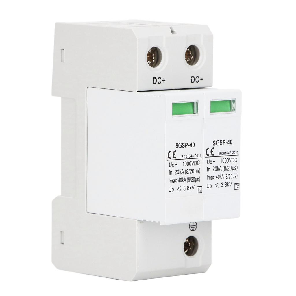 DC 1000V 40KA Surge Protector Arrester Protective Device for Photovoltaic Power System White 2P