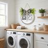 Wooden Wall Art Sign Wreath Circle Decorative Plaque Cute Bathroom Sign Plate  Toilet